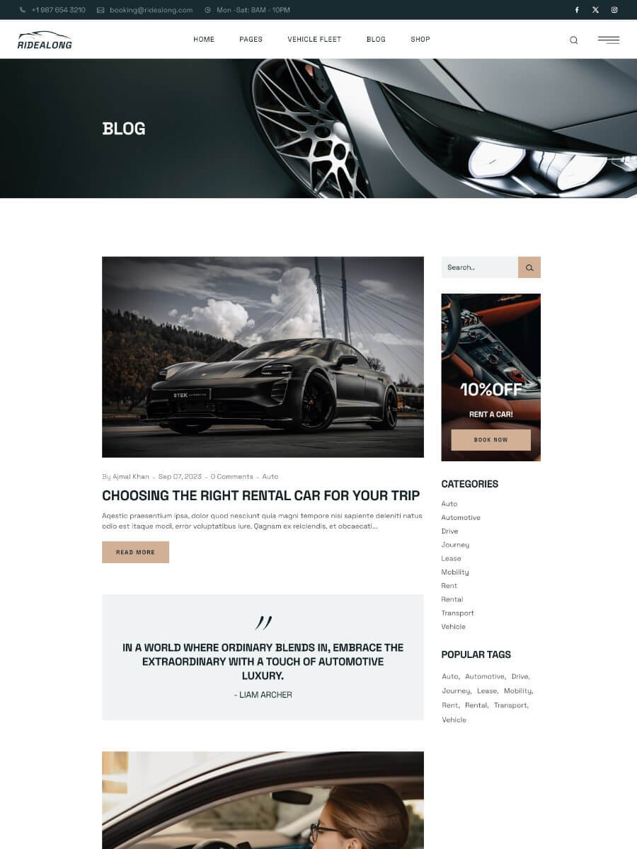 Ridealong Car Rental Blog Page